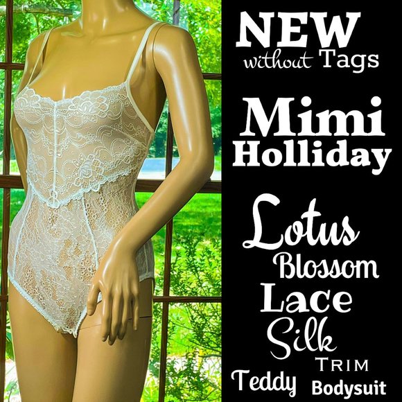 Mimi Holliday Other - ▪️NWOT▪️MIMI HOLLIDAY▪️Lotus Blossom Floral Lace Silk Satin Trim Teddy Bodysuit